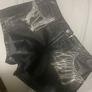 Black rhinestone fringe shorts